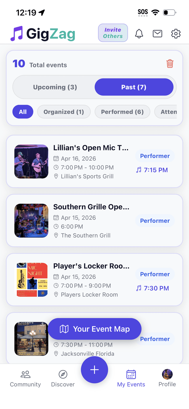 My Events screen